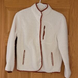 Universal Thread Women’s Faux Fur Snap Front Mock Neck Jacket Cream